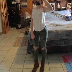 Dark green ripped jeans